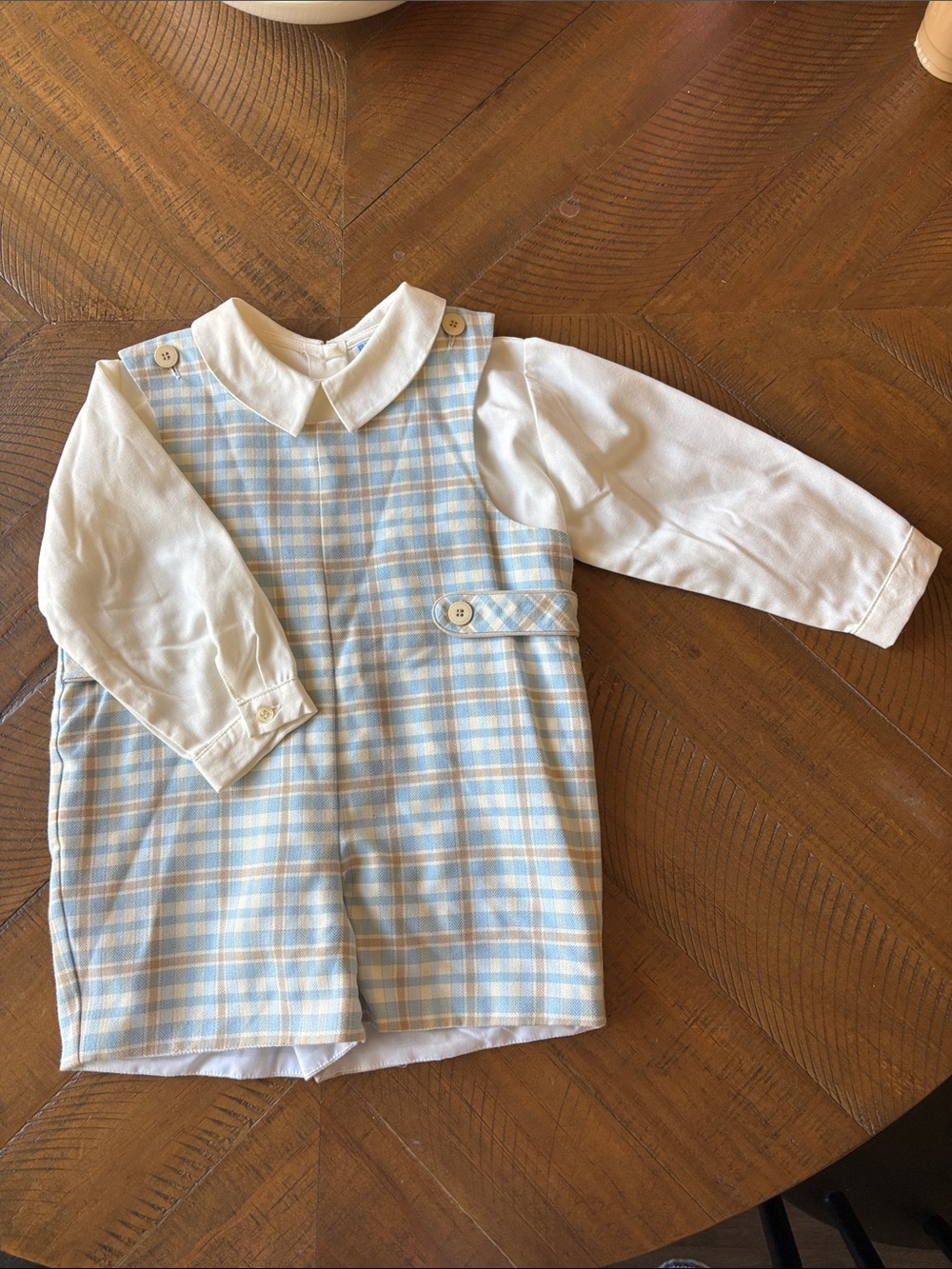 Luli & Me Plaid Jon Jon Romper